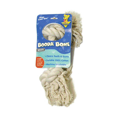 BOODA Pet Products Two Knot Rope Bone Dog Toy in White