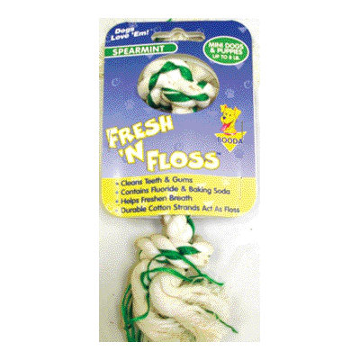 BOODA Pet Products Fresh-N-Floss Two Knot Bone Dog Toy with Spearmint Flavor