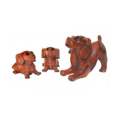 Novica 'Mother and Puppies' Statuettes (Set of 3)