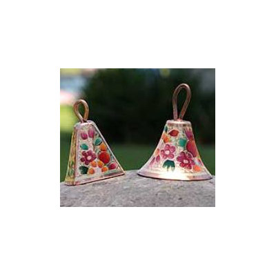 Novica The Olimpia and Pepe Artisan Wildflowers Copper Bells (Set of 2)