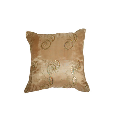Violet Linen Silky Indiana Embroidered Sequins Decorative Throw Pillow