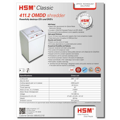 HSM of America,LLC Media Shredder, 1500 CDs/Hr,  Beige