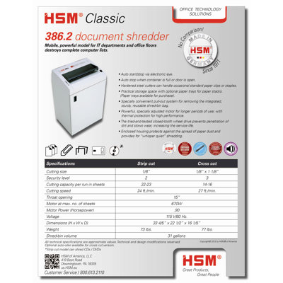 HSM of America,LLC Professional Heavy-Duty Cross-Cut Shredder