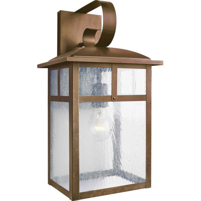 Forte Lighting One Light Outdoor Wall Lantern with Clear Seeded Glass in Rustic Sienna