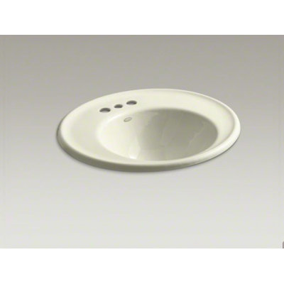 Kohler Iron Works Wall-Mount Bathroom Sink with Single Faucet Hole and Almond Exterior
