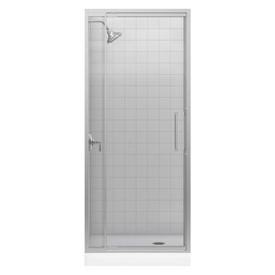 Kohler Lattis Semi-Frameless Pivot Shower Door with 0.25" Thick Crystal Clear Glass, 30" - 33" x 76"