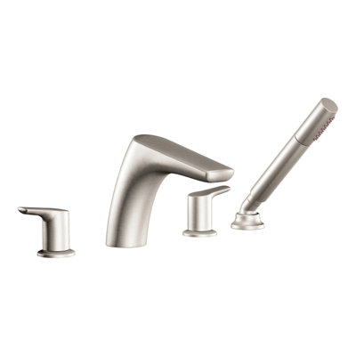 Moen Method Double Handle Low Arc Roman Tub Faucet with Hand Shower