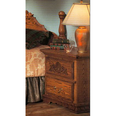 Country Heirloom 2 Drawer Nightstand with Carving by Bebe Furniture -image