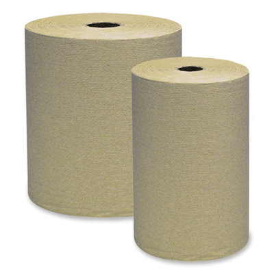 Genuine Joe Embossed Hardwound Roll Towels, 2" Core, 7-7/8"x800', 6 Rolls per Box, Brown