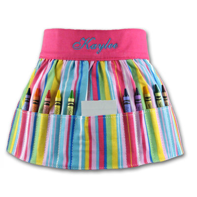 Princess Linens Doodlebugz Crayola Crayon Apron in Pink Stripe