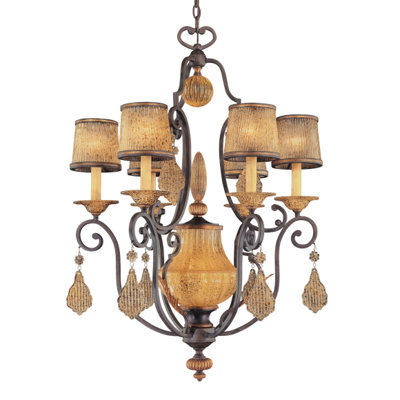 Metropolitan by Minka Monte Titano Six Light Chandelier in Monte Titano Oro with Optional Ceiling Medallion