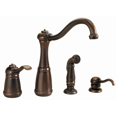 Price Pfister Marielle One Handle Widespread Kitchen Faucet with Side Spray and Soap Dispenser