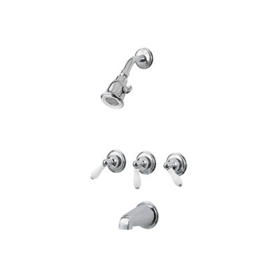 Price Pfister Tub and Shower Faucet with Three Lever Handles