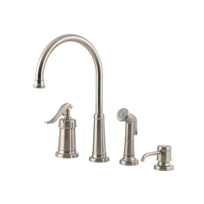 Price Pfister Ashfield One Handle Widespread Bar Kitchen Faucet with Side Spray and Soap Dispenser