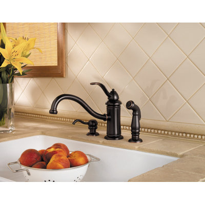 Price Pfister Marielle One Handle Kitchen Faucet with Sidespray and Soap Dispenser