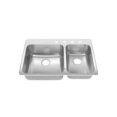 American Standard Stainless Steel Drop-In 33.38 x 22" Double Combination with Small Bowl kitchen sink