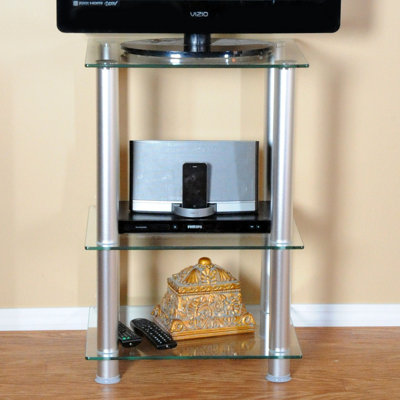 Extra Tall Glass and Aluminum 20" TV Stand