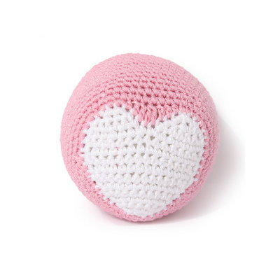 Hip Doggie Organic Cotton Crochet Bone and Ball Dog Toy Set in Pink