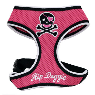 Hip Doggie Skull Mesh Dog Harness Vest in Pink