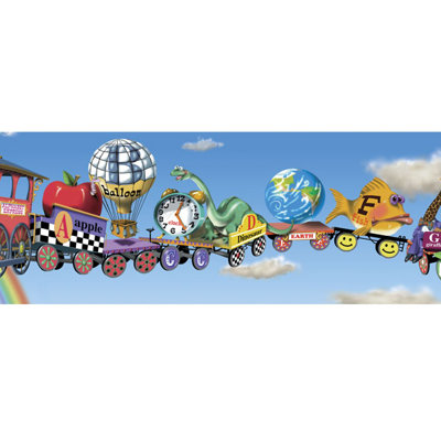 4 Walls Alphabet Train Mural Style Border