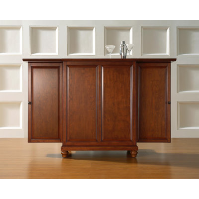 Crosley Cambridge Expandable Bar Cabinet in Classic Cherry