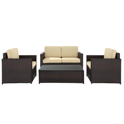 Crosley Palm Harbor 4 Piece Deep Seating Group with Cushions