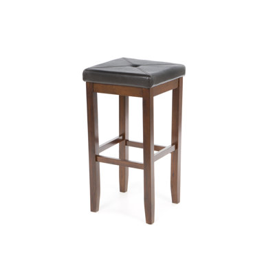 Crosley Upholstered Square Seat 29" Barstool in Vintage Mahogany