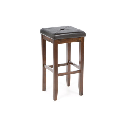 Crosley Upholstered Square Seat 29" Barstool in Vintage Mahogany