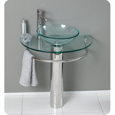 Fresca Attrazione Modern Glass Bathroom Vanity with Frosted Edge Mirror