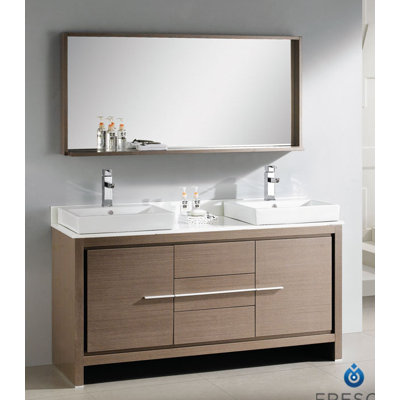  60quot; Double Modern Bathroom Vanity Set with Mirror amp; Reviews  Wa