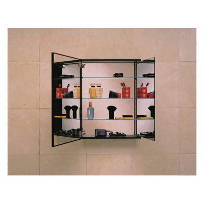 PL Series Flat Plain Mirrored Door Cabinet with Inside Tri-View
