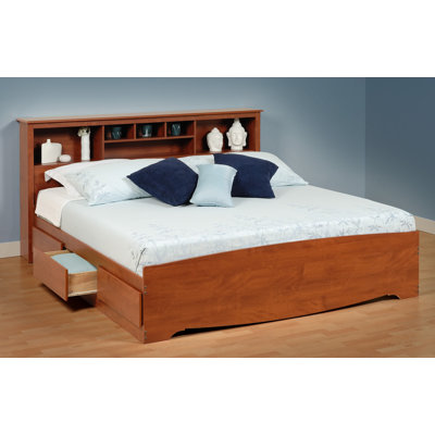 Cherry Monterey King Storage Platform Bed by Prepac -image