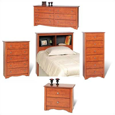 Cherry Monterey Bookcase Headboard Bedroom Collection by Prepac -image