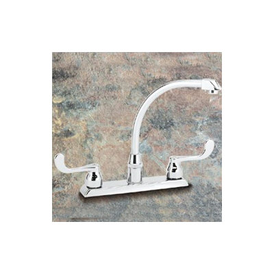 Elkay Hi-arc Two Handle Centerset Mixing Faucet on Deck Mounted Escutcheon