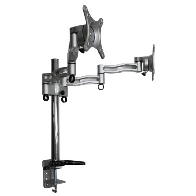 US Brown Bear Dual Monitor Double Arm Desktop Mount in Silver
