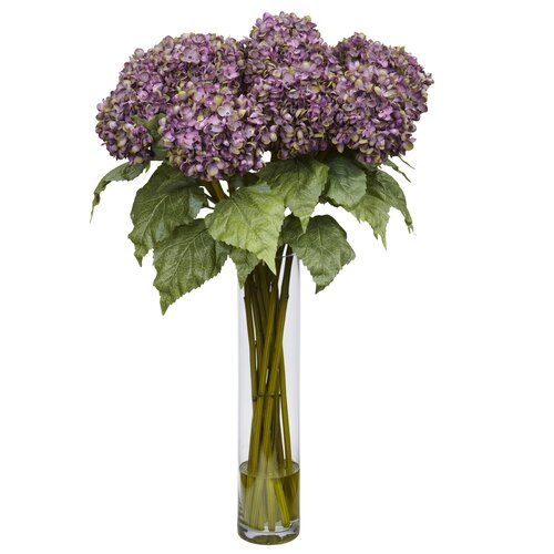Nearly Natural Hydrangea Silk Flower Arrangement in Purple amp; Reviews 