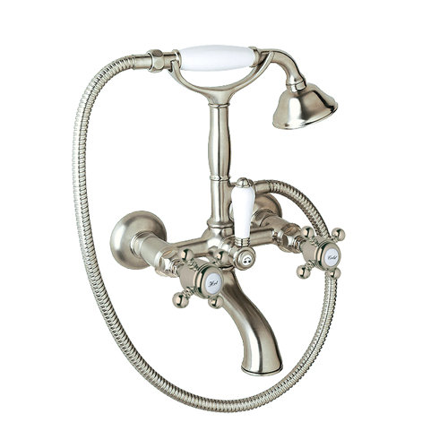 Kokols Triple Handle Deck Mount Waterfall Tub Filler with Handshower