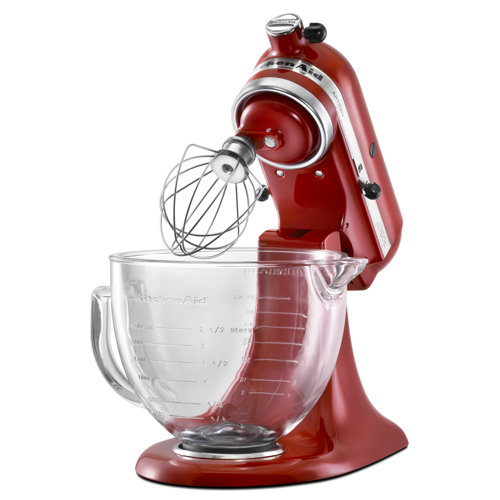 KitchenAid 5 Qt. Glass Bowl with Measurement Markings, Pour Spout & Lid