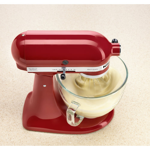KitchenAid 5 Qt. Glass Bowl with Measurement Markings, Pour Spout & Lid