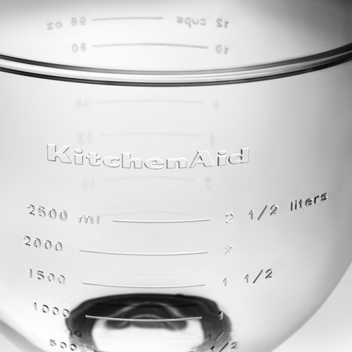 KitchenAid 5 Qt. Glass Bowl with Measurement Markings, Pour Spout & Lid