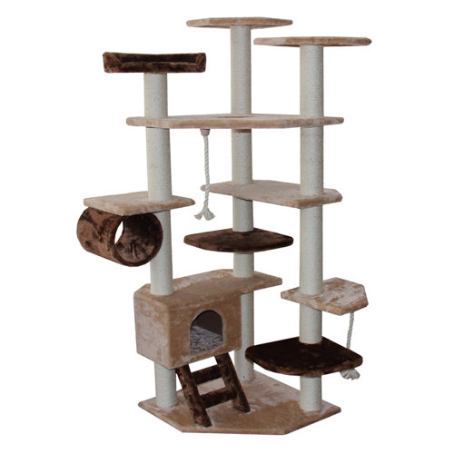 Kitty Mansions 67" Troy Cat Tree in Brown and Beige & Reviews Wayfair
