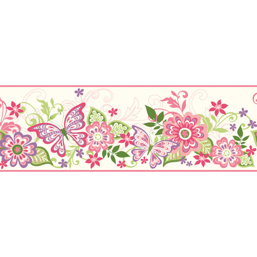 Borders by Chesapeake Kendra Butterflies Blooms Trail Flower Wallpaper