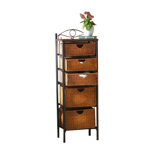 5 drawer wicker storage unit