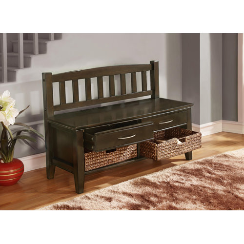 Simpli Home Williamsburg Wood Storage Entryway Bench with Drawers and