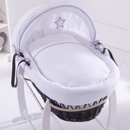 Clair De Lune Waffle Silver Lining Wicker Moses Basket & Reviews