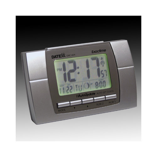 Datexx Radio Control LCD Alarm Clock with Calendar, Temperature, Moon