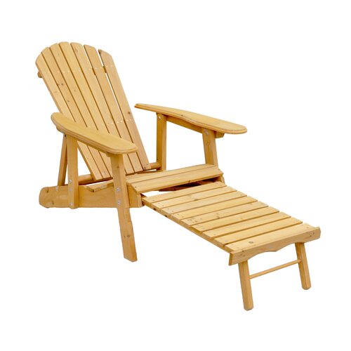 Leisure Season Reclining Adirondack Chair with Pull-Out Ottoman