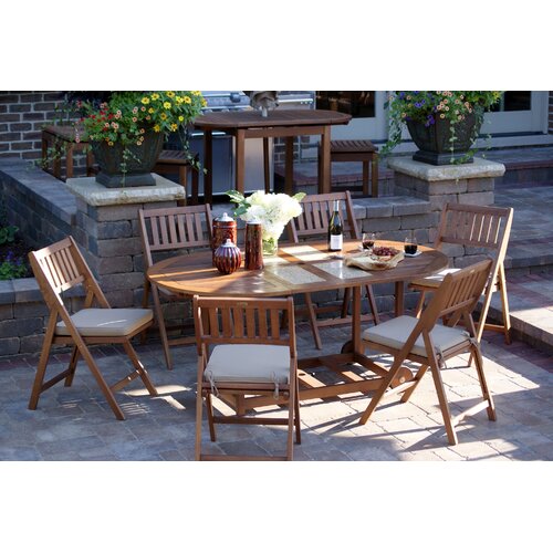 7 Piece Dining Set with Cushions Outdoor Interiors