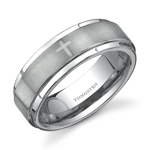 ... Cross Laser Pattern 7 mm Comfort Fit Mens Tungsten Wedding Band Ring