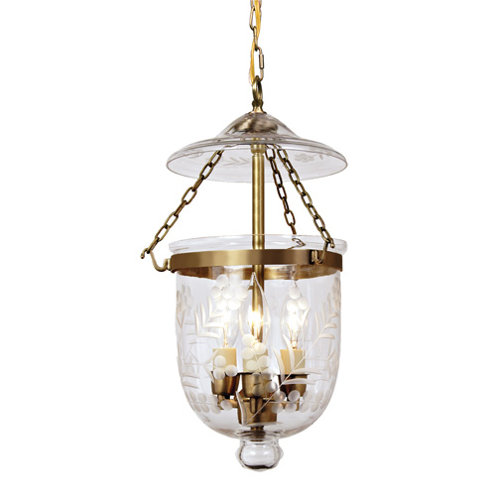 JVI Designs 3 Light Bell Jar Foyer Pendant with Flower ...